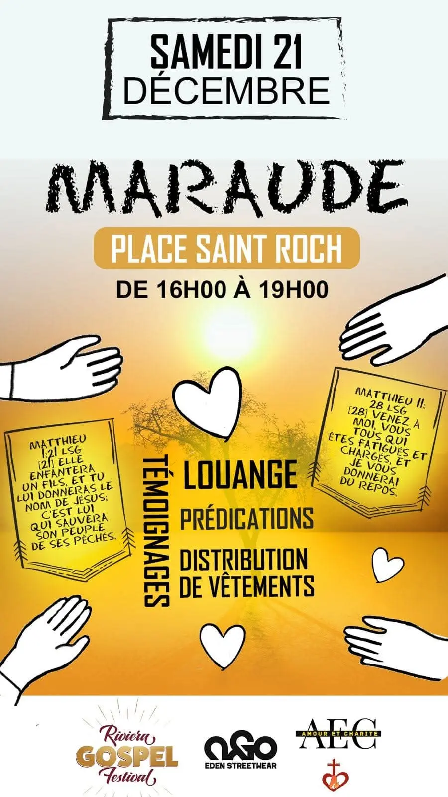 flyer d'une maraude chrétienne du 21 décembre